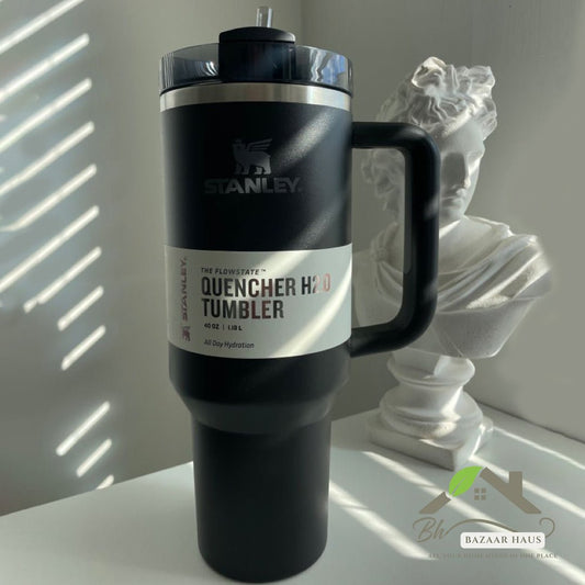Stanley 40 Oz Stainless Steel Vacuum Insulated Tumbler with Straw & Handle | Hot & Cold Travel Mug - BazaarHaus