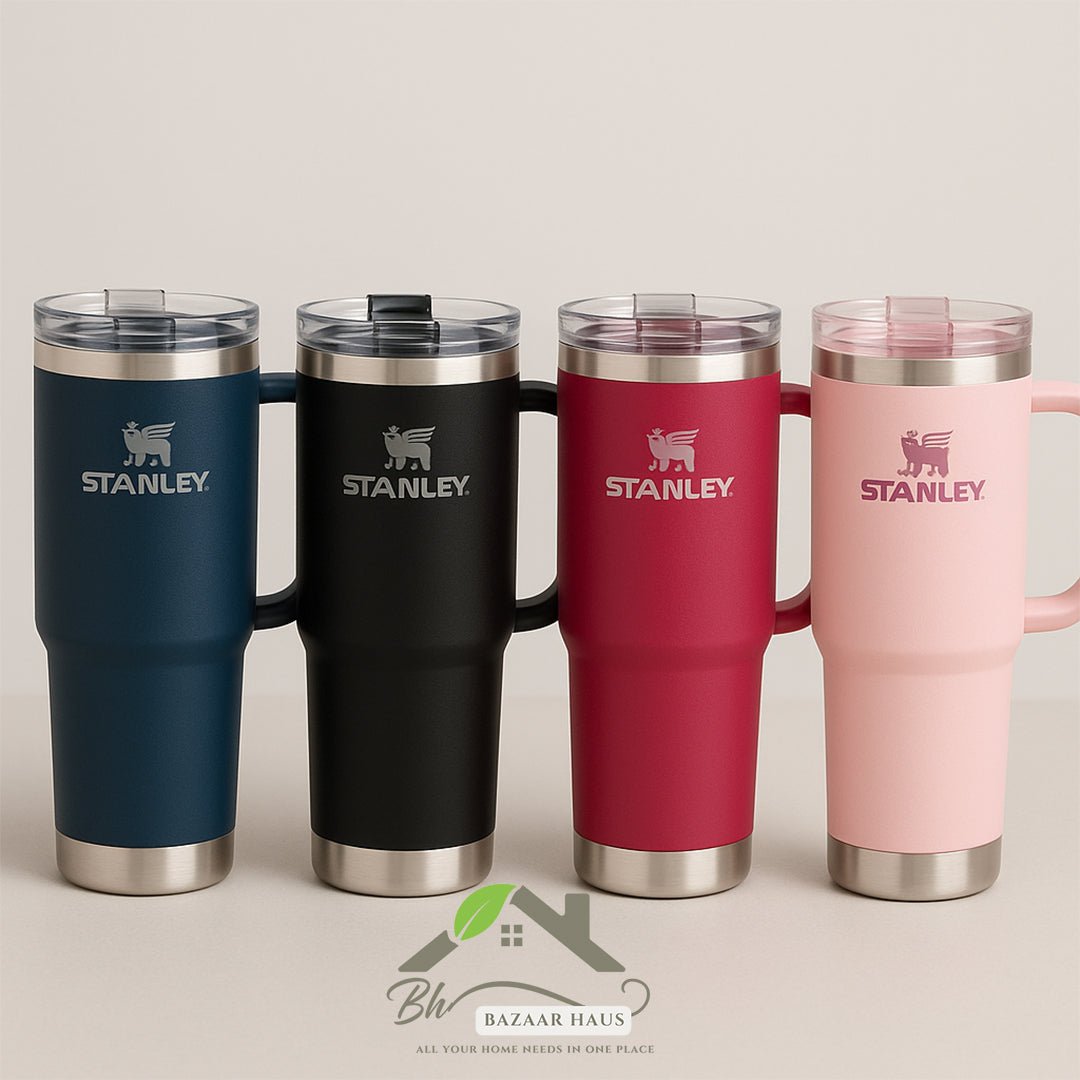 Stanley 40 Oz Stainless Steel Vacuum Insulated Tumbler with Straw & Handle | Hot & Cold Travel Mug - BazaarHaus